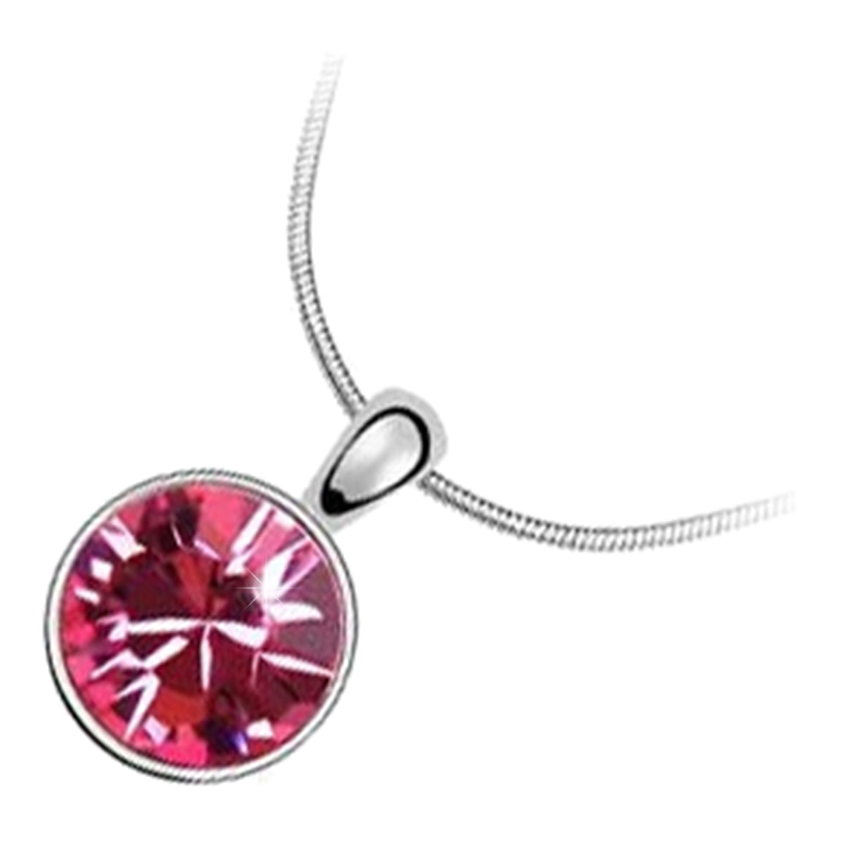 18K White Gold Coated Sparkling Round Crystal Pendant Necklace