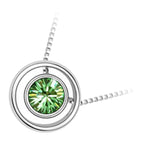 18K White Gold Coated Sparkling Round Zircon Crystal Pendant Necklace with Circle