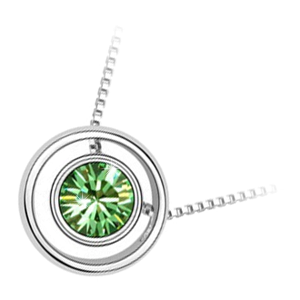 18K White Gold Coated Sparkling Round Zircon Crystal Pendant Necklace with Circle
