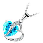 18K White Gold Coated Zircon Heart Crystal Behind Heart Love Pendant Necklace