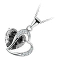 18K White Gold Coated Zircon Heart Crystal Behind Heart Love Pendant Necklace