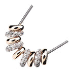 18K White Gold Coated Necklace with Gold Coated Rings and Brilliant White Stone Beads Pendant
