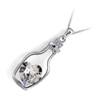18K White Gold Coated Heart Shaped Crystal Wish Bottle Pendant Necklace