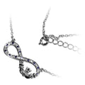 18K White Gold Coated Infinity Band Pendant Necklace with Claddagh and Cubic Zirconia Crystals
