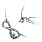 18K White Gold Coated Infinity Band Pendant Necklace with Claddagh and Cubic Zirconia Crystals