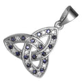 18K White Gold Coated Celtic Trinity Knot Pendant Necklace with Cubic Zirconia Stones