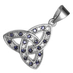 18K White Gold Coated Celtic Trinity Knot Pendant Necklace with Cubic Zirconia Stones