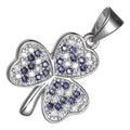 18K White Gold Coated Shamrock Flower Pendant Necklace with Zircon Stones