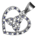 18K White Gold Coated Celtic Trinity Knot Inside Heart Pendant Necklace with Zircon Stones