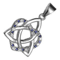 18K White Gold Coated Celtic Trinity Knot Pendant Necklace with Interlaced Heart and CZ Stones