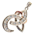 18K White Gold and Rose Gold Coated Celtic Trinity Knot Pendant Necklace with Stones