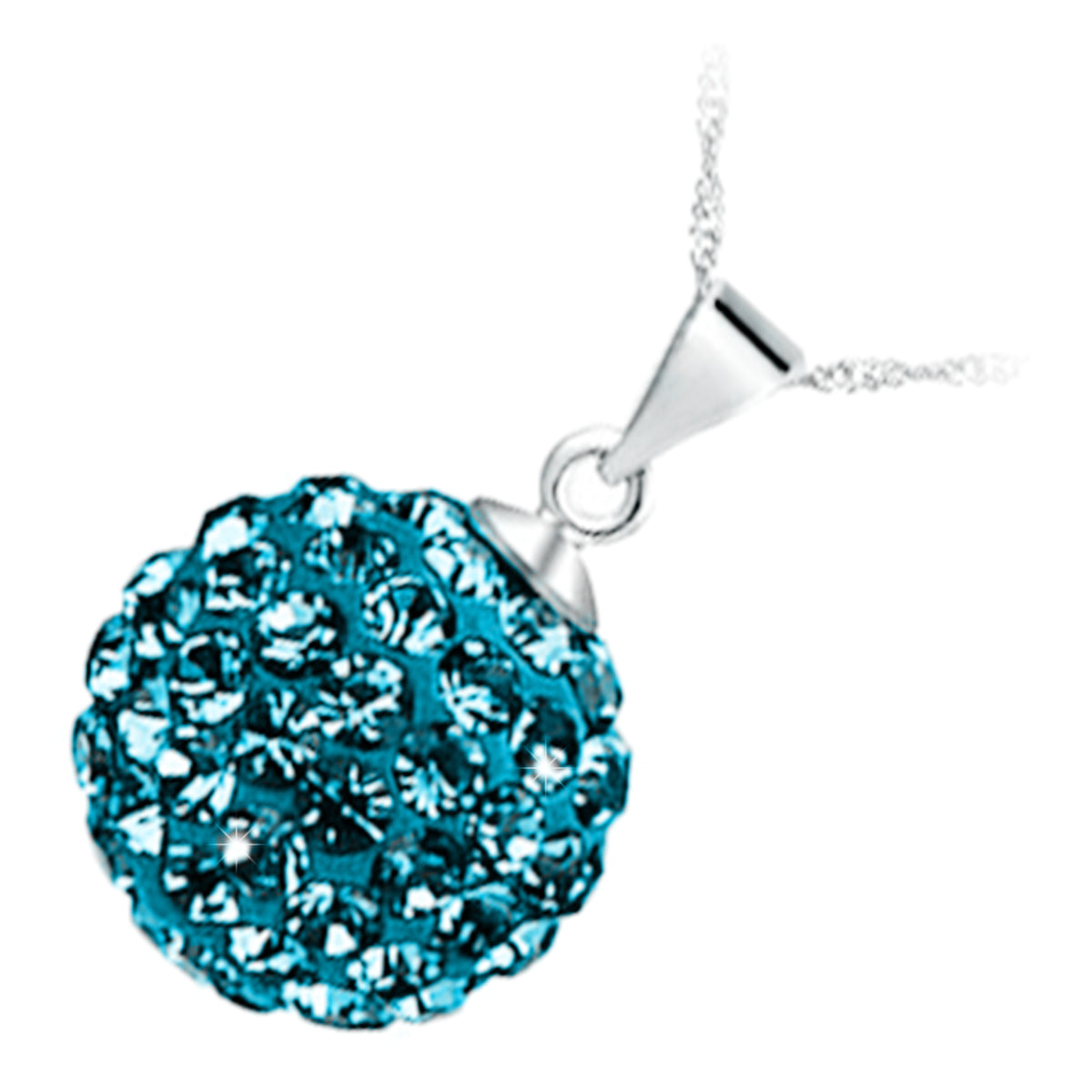 925 Sterling Silver Coated Ball Chain Pendant Necklace Adorned with Crystals