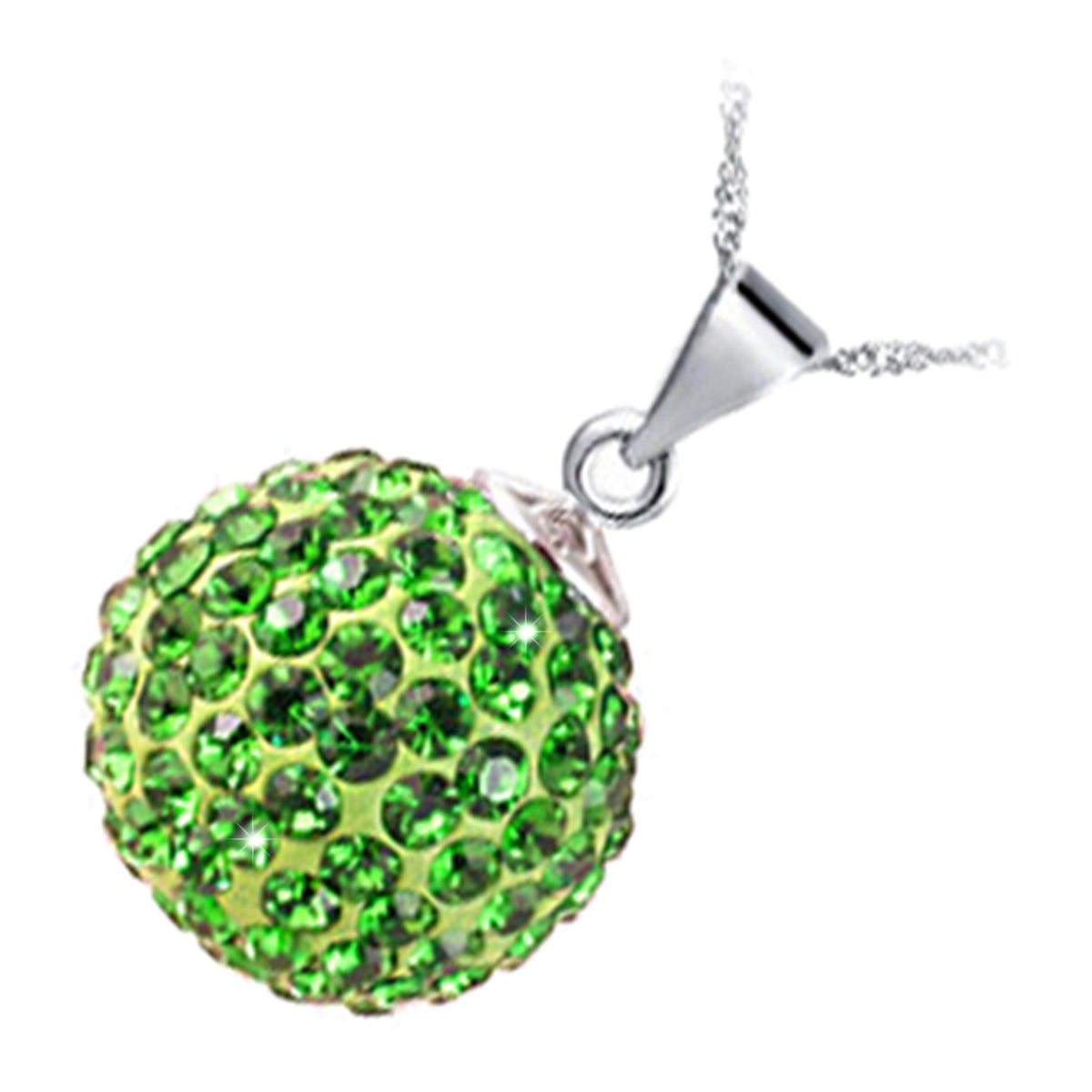 925 Sterling Silver Coated Ball Chain Pendant Necklace Adorned with Crystals