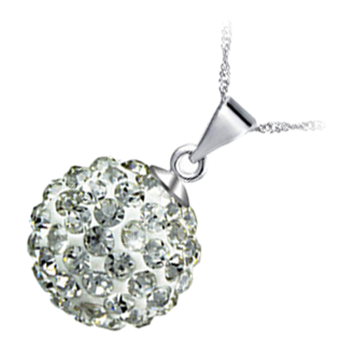 925 Sterling Silver Coated Ball Chain Pendant Necklace Adorned with Crystals