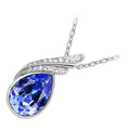 925 Sterling Silver Coated Water Drop Pendant Necklace with Crystal and Diamond Clear Stones
