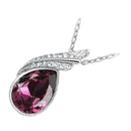 925 Sterling Silver Coated Water Drop Pendant Necklace with Crystal and Diamond Clear Stones