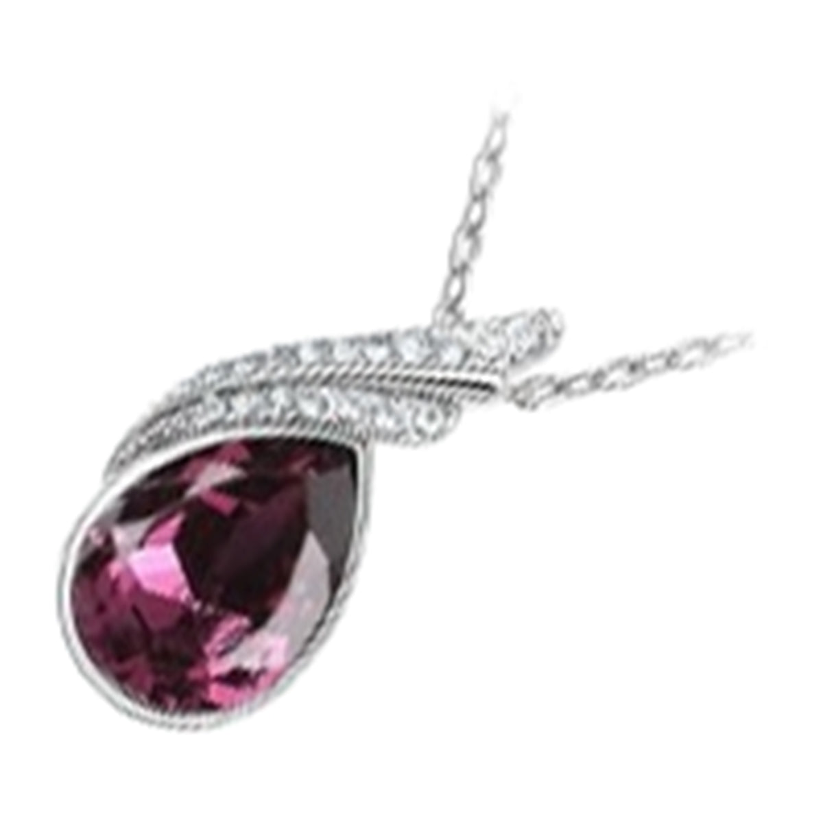 925 Sterling Silver Coated Water Drop Pendant Necklace with Crystal and Diamond Clear Stones