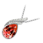 925 Sterling Silver Coated Water Drop Pendant Necklace with Crystal and Diamond Clear Stones