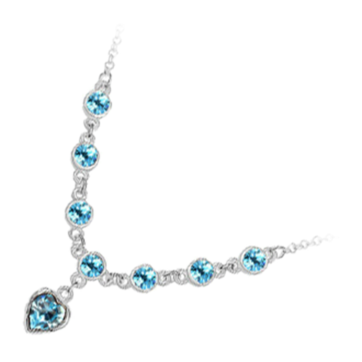 925 Sterling Silver Coated Heart Pendant Necklace with Main Crystal and 7 Round Stones