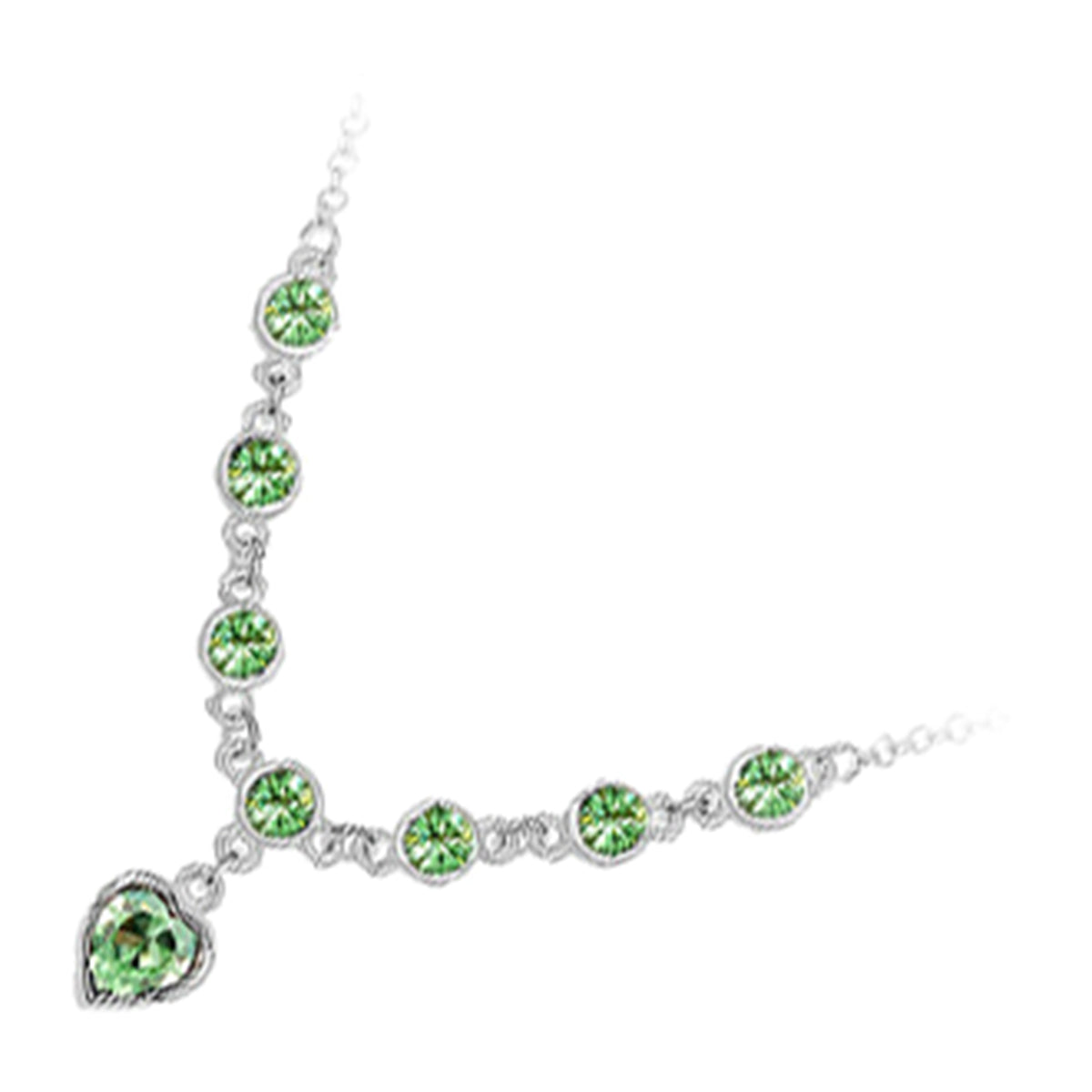925 Sterling Silver Coated Heart Pendant Necklace with Main Crystal and 7 Round Stones