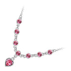 925 Sterling Silver Coated Heart Pendant Necklace with Main Crystal and 7 Round Stones
