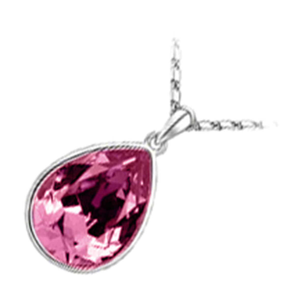 925 Sterling Silver Coated Water Drop Pendant Necklace with Crystal