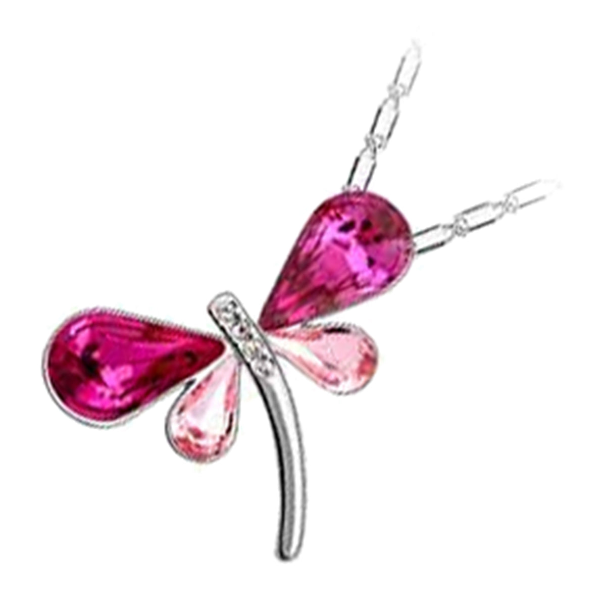 925 Sterling Silver Coated Dragonfly Pendant Necklace with Zircon Crystals Wings