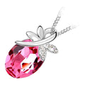 925 Sterling Silver Coated Pendant Necklace with Oval Crystal and Dragonfly Design