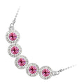 925 Sterling Silver Coated Pendant Necklace with 5 Round Zircon Stones and Diamond Clear Stone Band
