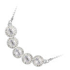925 Sterling Silver Coated Pendant Necklace with 5 Round Zircon Stones and Diamond Clear Stone Band