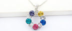 925 Sterling Silver Coated Pendant Necklace with Round Crystals and Stone-Embellished Intertwined Leaves - Multicolor