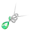 925 Sterling Silver Coated Teardrop Pendant Necklace with Sparkling Crystal and Butterfly Design