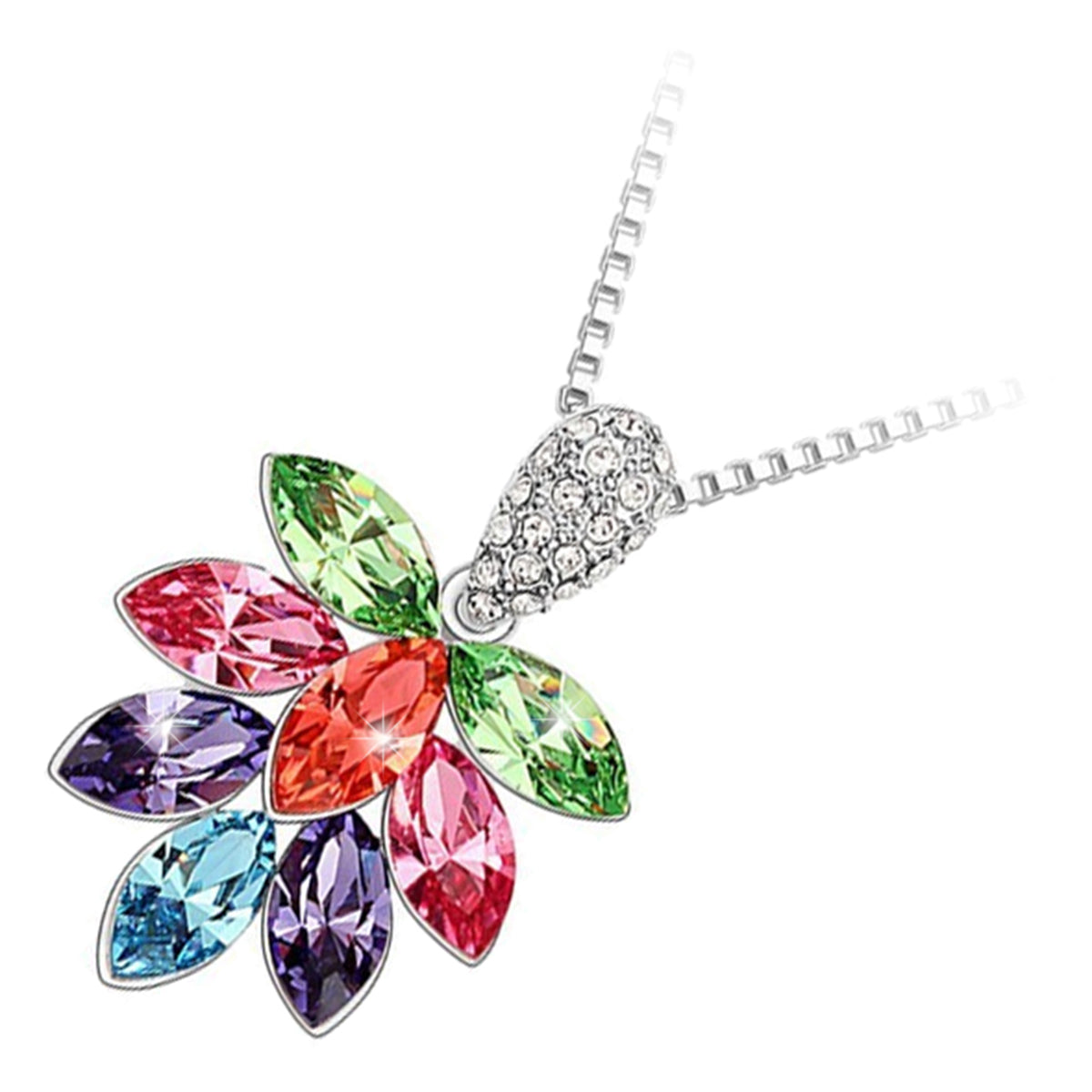 925 Sterling Silver Coated Pendant Necklace with Bunch of Sparkling Crystal Fruits