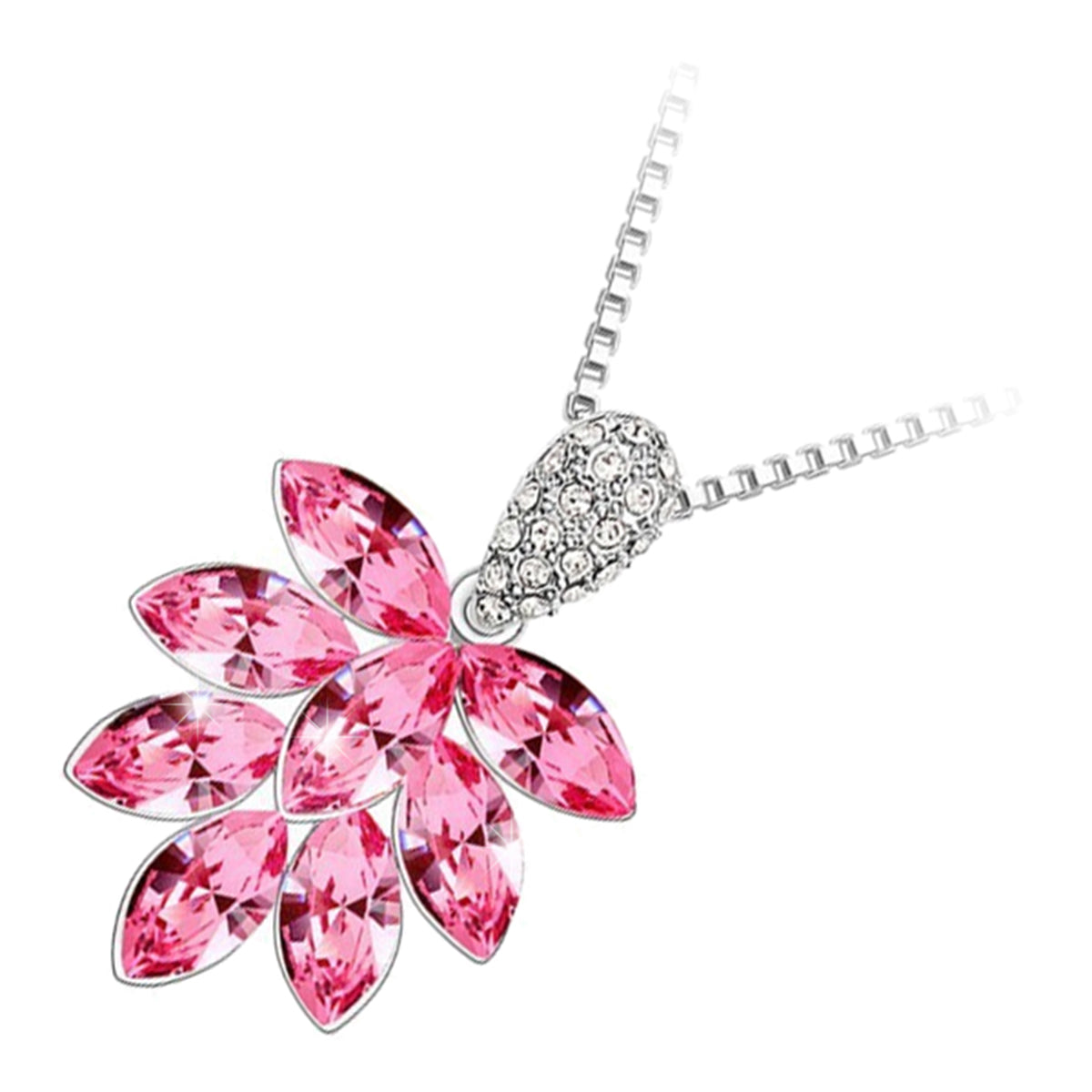 925 Sterling Silver Coated Pendant Necklace with Bunch of Sparkling Crystal Fruits