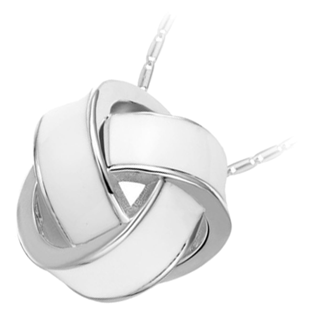 925 Sterling Silver Coated Knot Pendant Necklace with Stripe