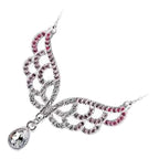 925 Sterling Silver Coated Angel Wings Pendant Necklace with Paved Stones and Teardrop CZ Crystal