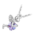 925 Sterling Silver Coated Cupid Heart Pendant Necklace with Flying Angel Design
