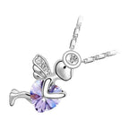 925 Sterling Silver Coated Cupid Heart Pendant Necklace with Flying Angel Design