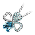 925 Sterling Silver Coated Hearts Pendant Necklace with Colourful Crystal Embellishments