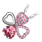 925 Sterling Silver Coated Hearts Pendant Necklace with Colourful Crystal Embellishments