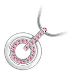 925 Sterling Silver Coated Circle Pendant Necklace with Multilayer Design and Crystal Accents