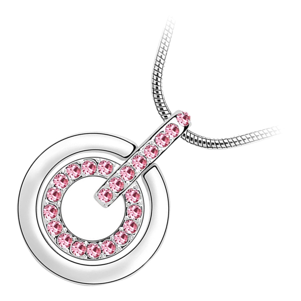 925 Sterling Silver Coated Circle Pendant Necklace with Multilayer Design and Crystal Accents