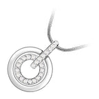 925 Sterling Silver Coated Circle Pendant Necklace with Multilayer Design and Crystal Accents