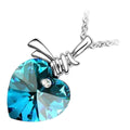 925 Sterling Silver Coated Heart Crystal Pendant Necklace with Symbolic Strings