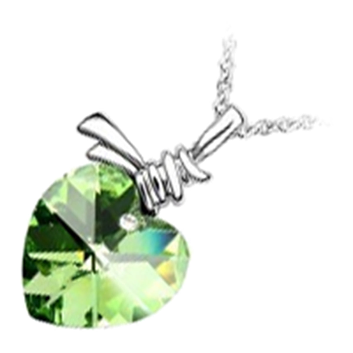 925 Sterling Silver Coated Heart Crystal Pendant Necklace with Symbolic Strings