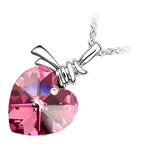 925 Sterling Silver Coated Heart Crystal Pendant Necklace with Symbolic Strings