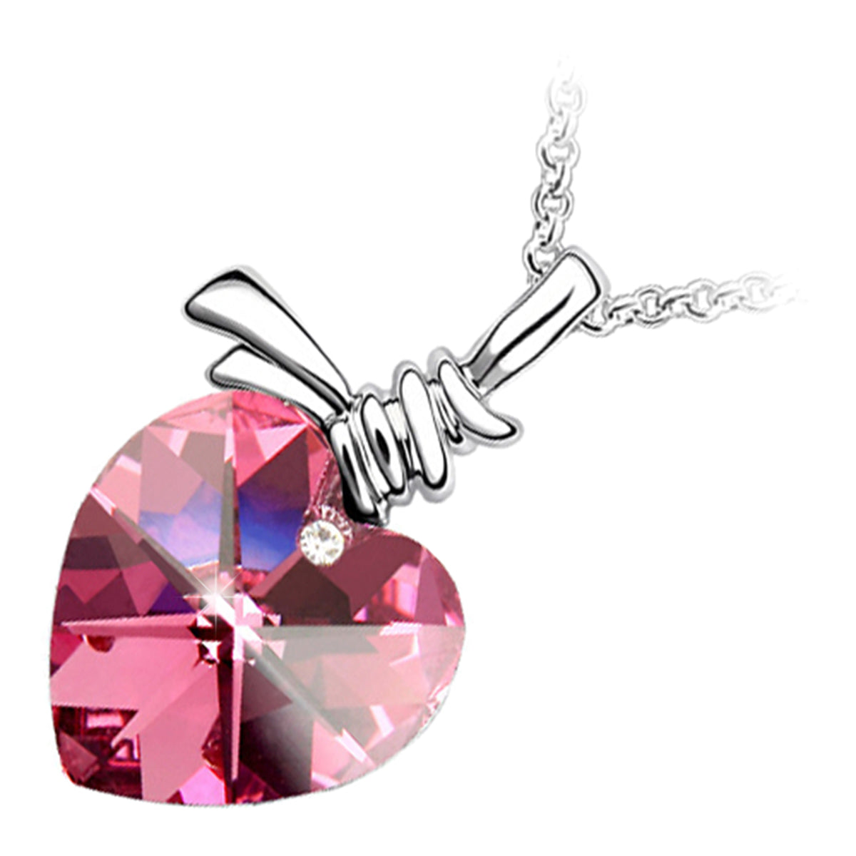 925 Sterling Silver Coated Heart Crystal Pendant Necklace with Symbolic Strings