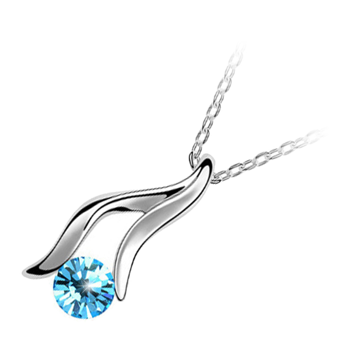 925 Sterling Silver Coated Giving Hand Pendant Necklace with Crystal