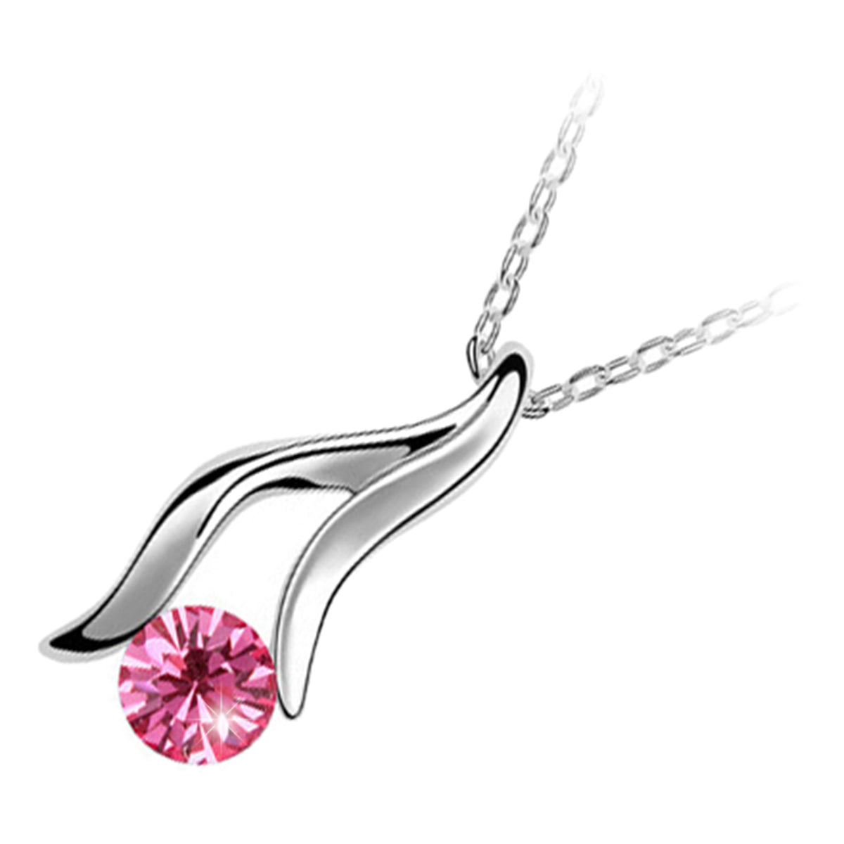 925 Sterling Silver Coated Giving Hand Pendant Necklace with Crystal