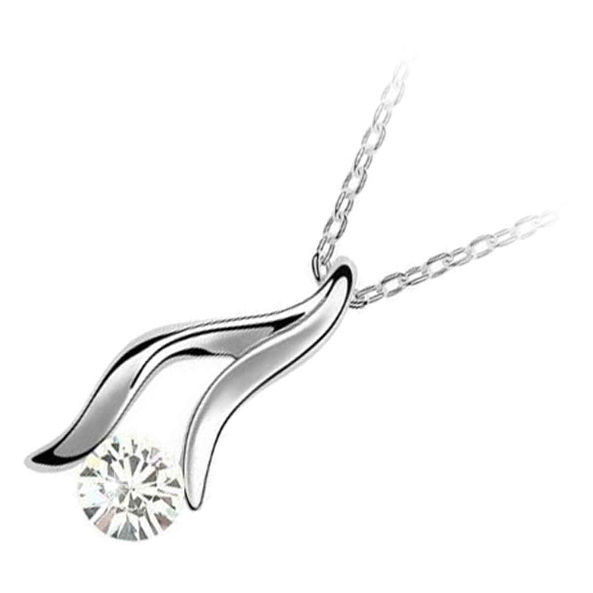 925 Sterling Silver Coated Giving Hand Pendant Necklace with Crystal